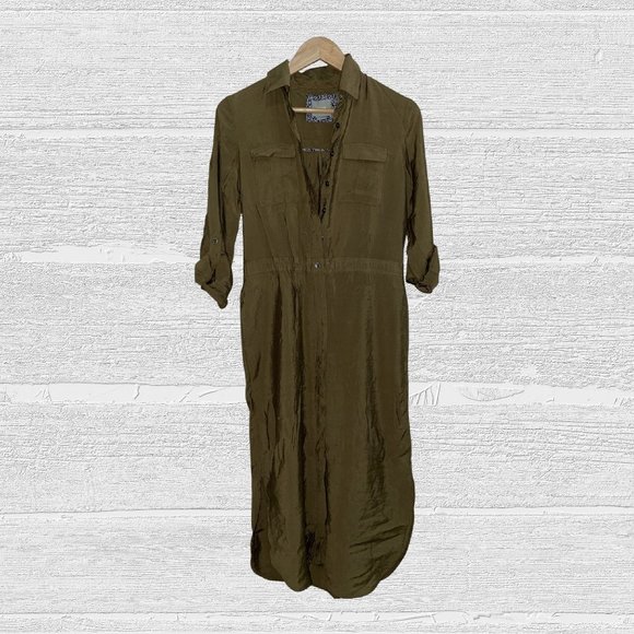 Anthropologie Dresses Anthropologie Maeve Olive Button Down Midi